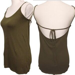 NEW Chaser Women's Military Green Cotton Strappy Tie‎ Back Tank Top XS Olive